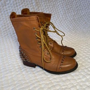 ALDO Leather Studded Combat Boots